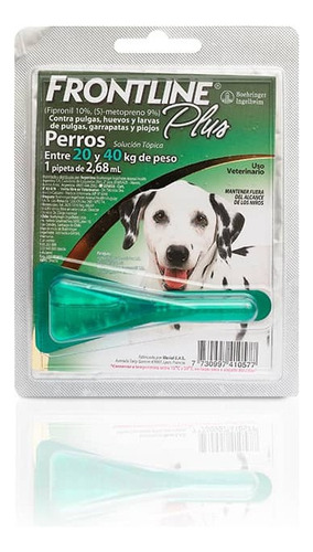 Frontline Plus Pipeta Perro De 20 A 40 Kg Pulga Y Garrapata