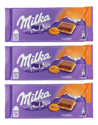 Kit 03 Chocolate Milka Caramel - Chocolate Com Caramelo 100g