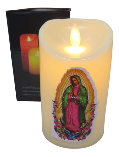 Vela Virgen De Guadalupe Luz Led 12,x7,5 Cm Velas