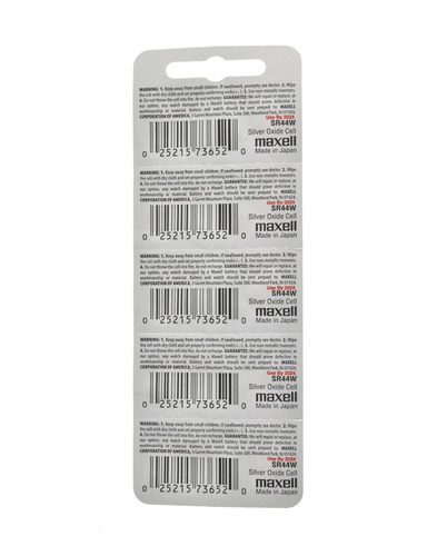 Imagen 3 de 5 de 5 Pilas Sr44w 357 Óxido De Plata 1.55v. Maxell Reloj Alarmas