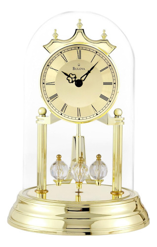 Reloj Bulova Clocks Mesa B8818 Laton Tristan Cupula Cristal Color Dorado