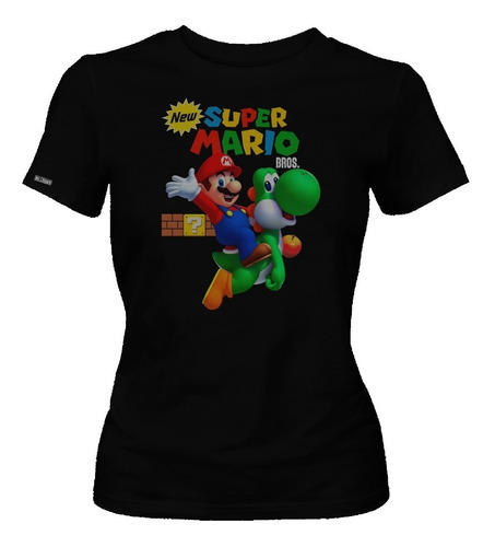 Camiseta Super Mario Bros Poster Colores Dama Mujer Dbo