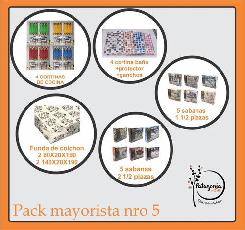 Pack Mayorista Juegos De Sabanas+cortina Cocina Y Baño+funda