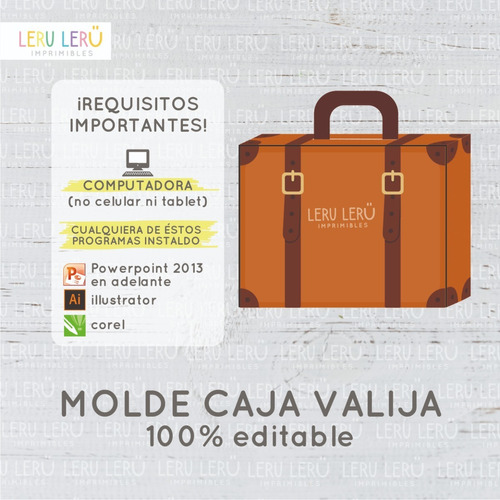 Kit Imprimible Molde Caja Valija Maletin (100% Editable)