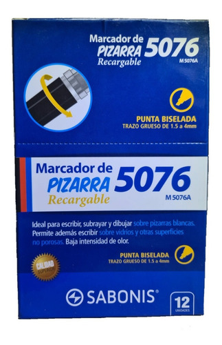 Marcador Para Pizarra Blanca Sabonis 5076 Recargable 12 Pcs
