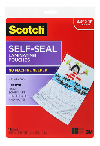 Scotch Bolsas De Laminacin Autoselladas, Paquete De 10, Tama