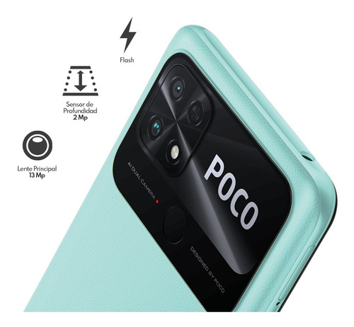 Imagen 7 de 9 de Celular Xiaomi Poco C40 32gb 3gb Ram Coral Green + Audifonos