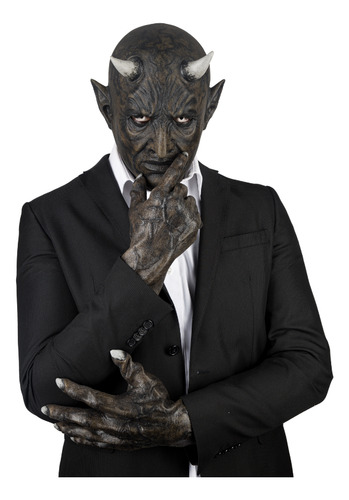 Máscara Mephistopheles Diablo Negro Con Guantes Disfraz