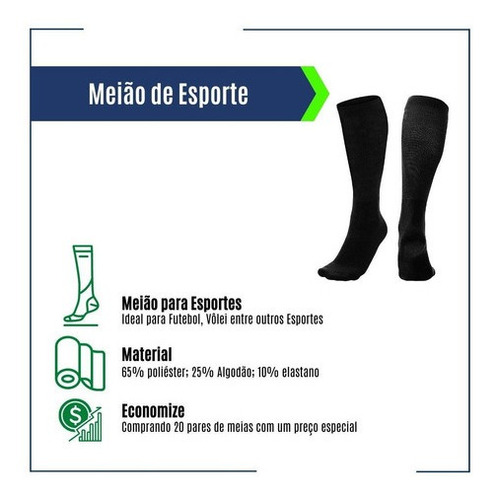 Imagem 2 de 5 de Kit 12 Pares Meião Futebol
