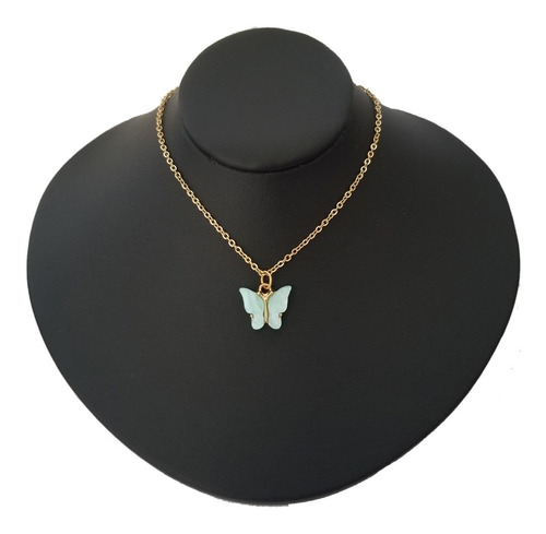 Collar Mariposa Celeste Minimalista Joya Acero Dorado