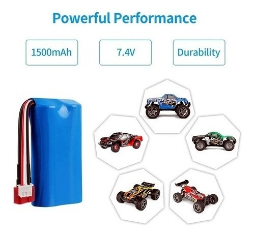 Imagen 3 de 4 de Bateria Li-ion 7.4v 1500mah Para Auto Wltoys 144001