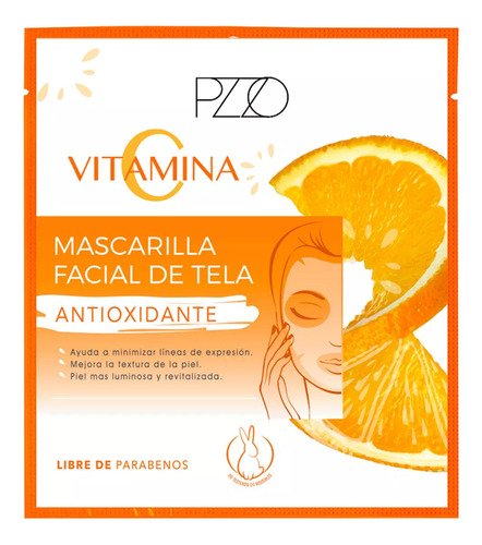 Mascarilla Facial De Tela Vitamina C - Petrizzio Pack X5