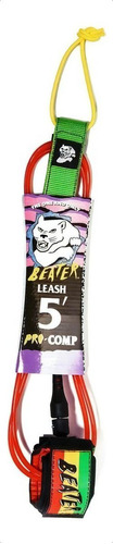 Leash Catch Surf Beater Pro / 5 X 5mm / 5ft Com Duplo Swivel Cor Rasta