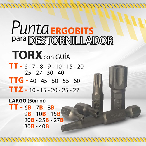 Punta Ergobits P Destornillador Torx C/guia / Varias Medidas