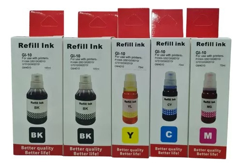 Kit 5 Tintas Genericas Para Canon G2010 G7011 G6010 G6011