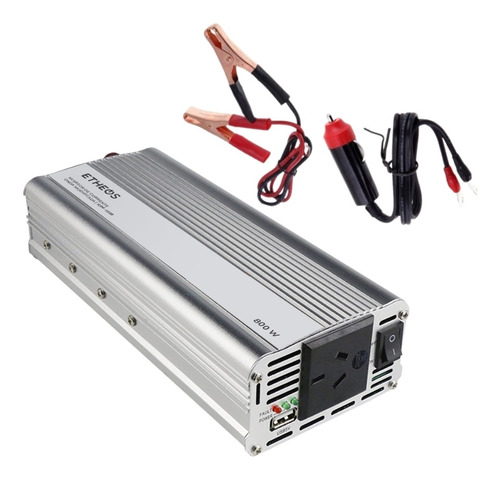 Inversor De Corriente 800w C/pinzas+ Conector 12v Salida Usb