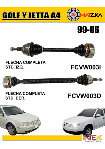 Imagen 1 de 4 de Flechas Completas Para Jetta A4 1999-2006