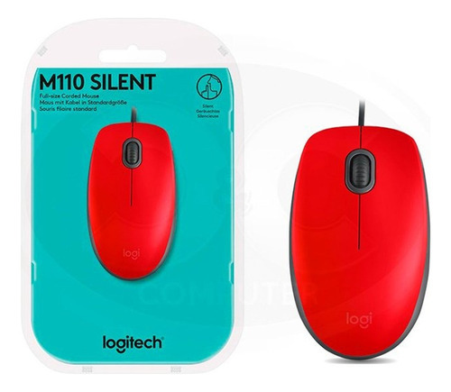Mouse Logitech Usb M110 Silent  90% Mas Silencioso Rojo