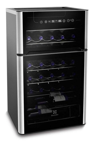 Adega De Vinho Climatizada Electrolux 29 Garrafas Duas Portas Acd29 Preta Acabamento Inox 220v