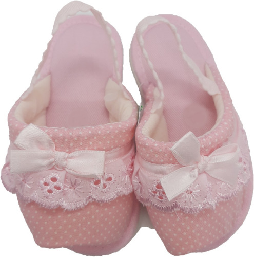 Chinelo De Quarto Infantil - Penopano - Rosa Com Guipir