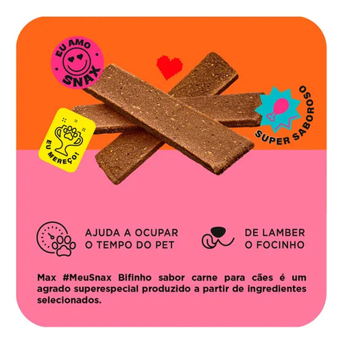 2 Max Snack Bifinho Macio Sabor Carne Para Cães 500g