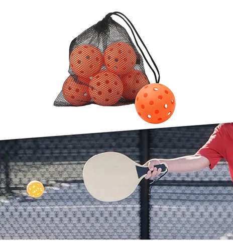 6 Piezas Pickleball Balls Outdoor Pickle Balls Para Naranja