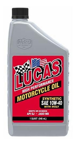 Aceite Motocicleta 10w-40 Sintético Lucas Oil Con Moly - 1qt