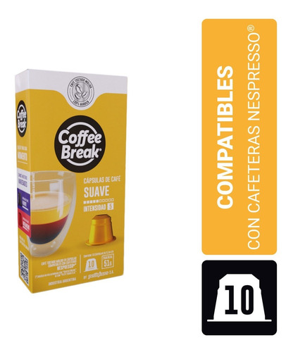 Capsulas Coffee Break Compatibles Nespresso X 10 Unid Suave