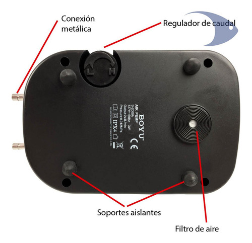Bomba de aire para acuario Boyu S-1000a