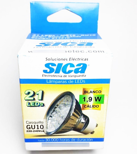 Pack X 10 Lampara Dicroica Led Gu10 1,9w Luz Calida Sica