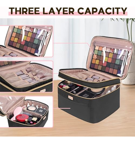 Bolsa De Maquillaje De Viaje Doble Capa Grande Para Mujer