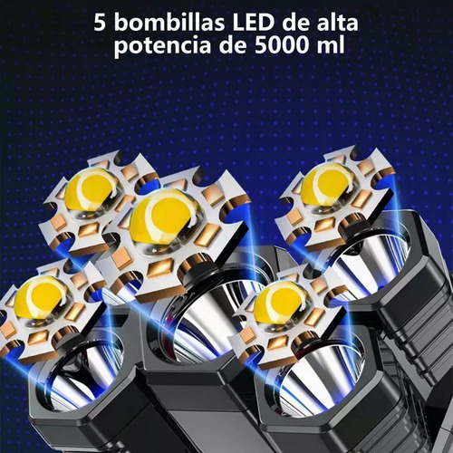 H Lámpara Cabeza Recargable Usb 5 Led Lampara Minera 2pcs