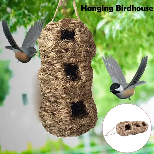 Set De 4 Nidos Colgantes De Madera Para Pájaros – Decoración De Jardín Ligera Y Atractiva