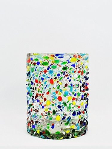 Vasos De Vidrio Soplado Mexicano Confetti Rocks Set De 6