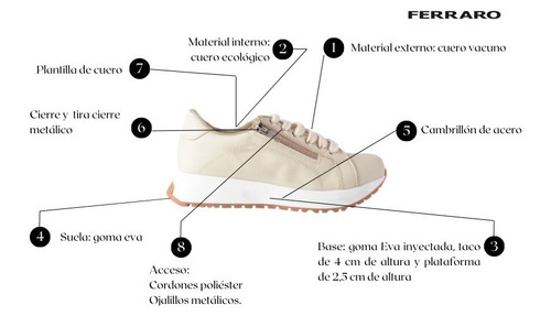 Zapatillas Urbanas De Mujer De Cuero - Marion - Ferraro