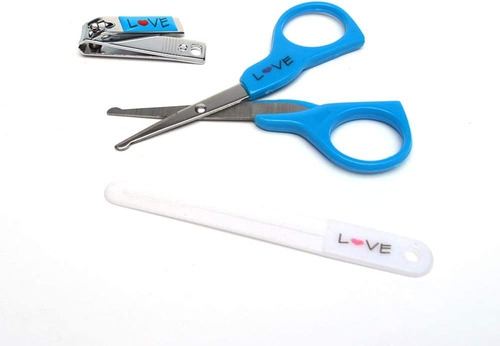 Kit Cortador De Unha Com Tesoura E Lixa 3 Peças - Love