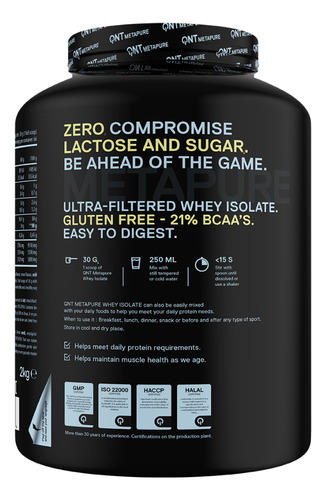 Qnt Metapure Isowhey Zero 2kg Vainilla