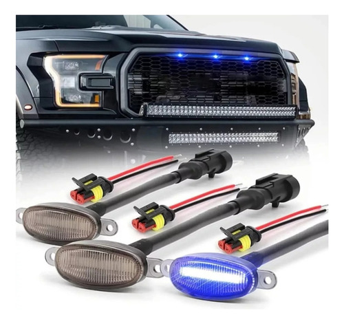 Kit Led De Parrilla Policial Azul Y Rojo Con Control 4pcs