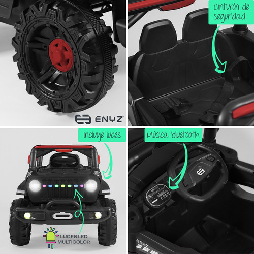 Montable Eléctrico Control Remoto Jeep Buggy Con Luces Bcx-6 Color Negro Halcón