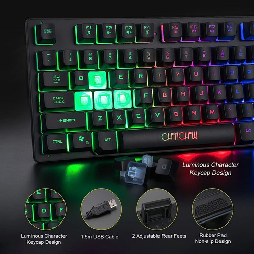 Teclado Mecanico Gamer Por Cable Usb | Negro / Chonchow