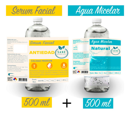Set Serum Multivitamínico + Agua Micelar 500ml C/u Sane
