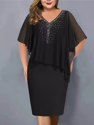 Vestido De Encaje Con Cuello En V Sin Mangas Para Mujer De T