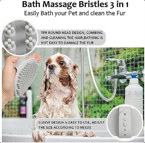 Elegx Cepillo De Masaje Para Baño Para Mascotas Con Dispensa