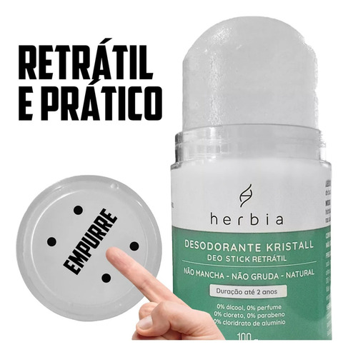 Kit 2 Desodorante Cristal Deo Stick 100g Hérbia Natural