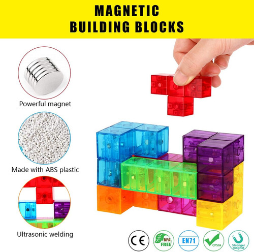 Bloques De Construcción Magnéticos 3d Con 54 Tarjetas Para N