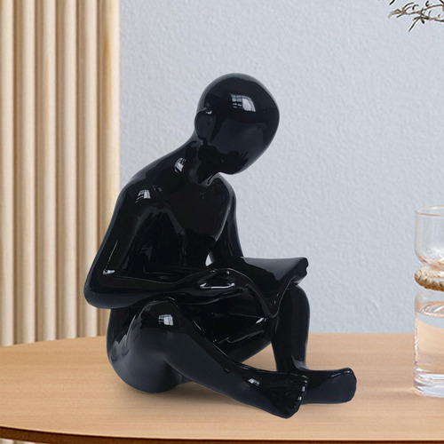Lector Estatua Figuras Coleccionables Pensador Negro