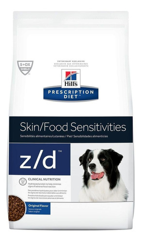 Alimento Hill's Prescription Diet Skin/Food Sensitivities z/d para cão de raça pequena média e grande sabor mix em sacola de 8lb