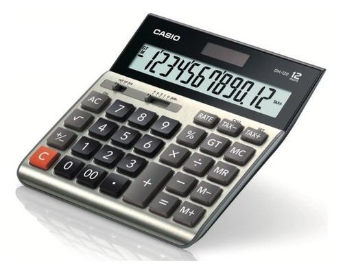 Calculadora Casio Dh-120 Solar Escritorio Display Grande Color Gris y negro