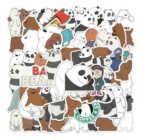 50 Stickers De We Bare Bears - Etiquetas Autoadhesivas