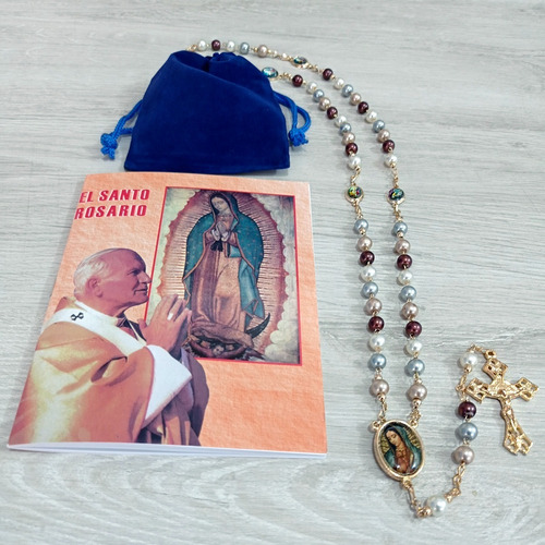 Rosario Della Madonna Di Guadalupe Rosario Católico Tipo Perlas Tono Metálico Virgen Guadalupe | Mercado Libre